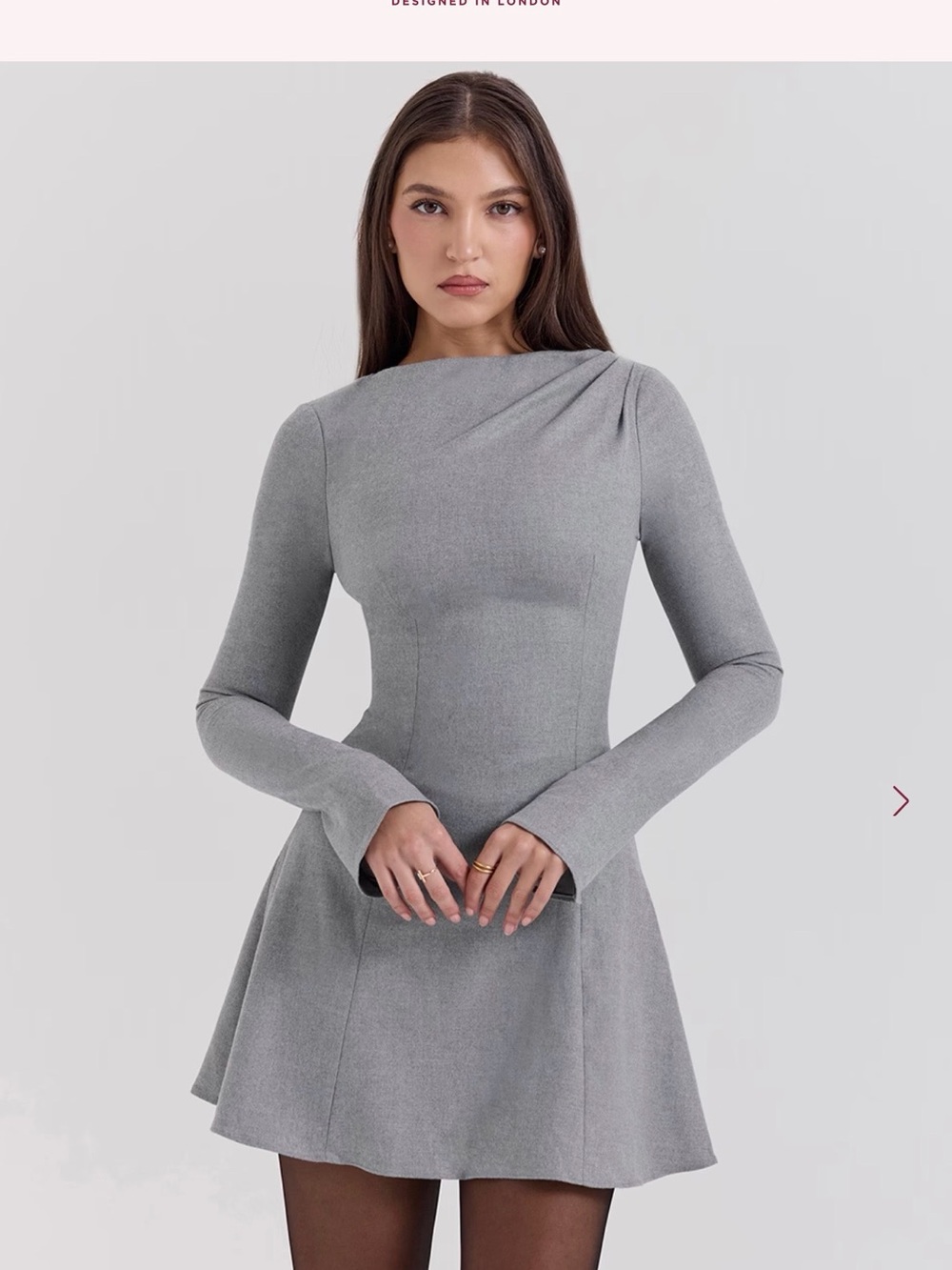 House of CB ANGELIQUE
Grey A-Line Long Sleeve Mini Dress